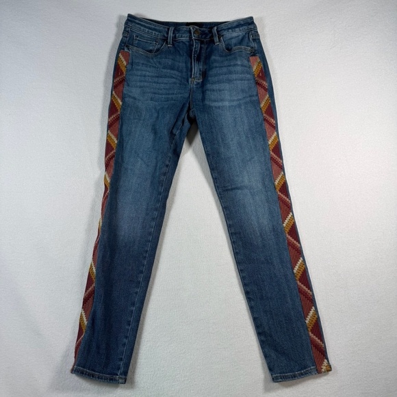 DRIFTWOOD Denim - Driftwood Jeans Womens 27 Blue Jackie Skinny High Rise Medium Wash Embroidered